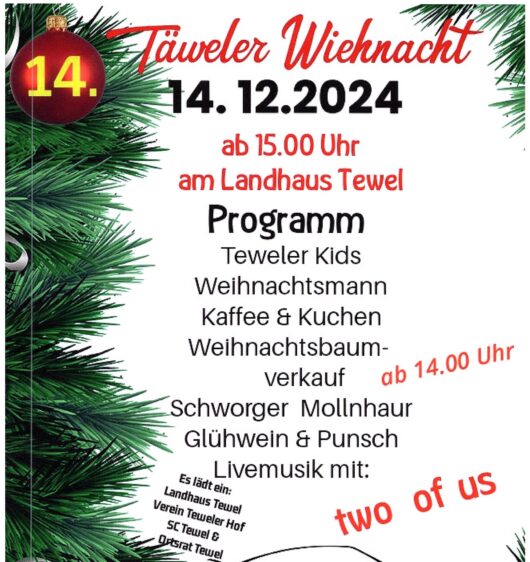 14. Täweler Wiehnacht am 14.12. mit SCT-Weihnachtsbaum-Verkauf